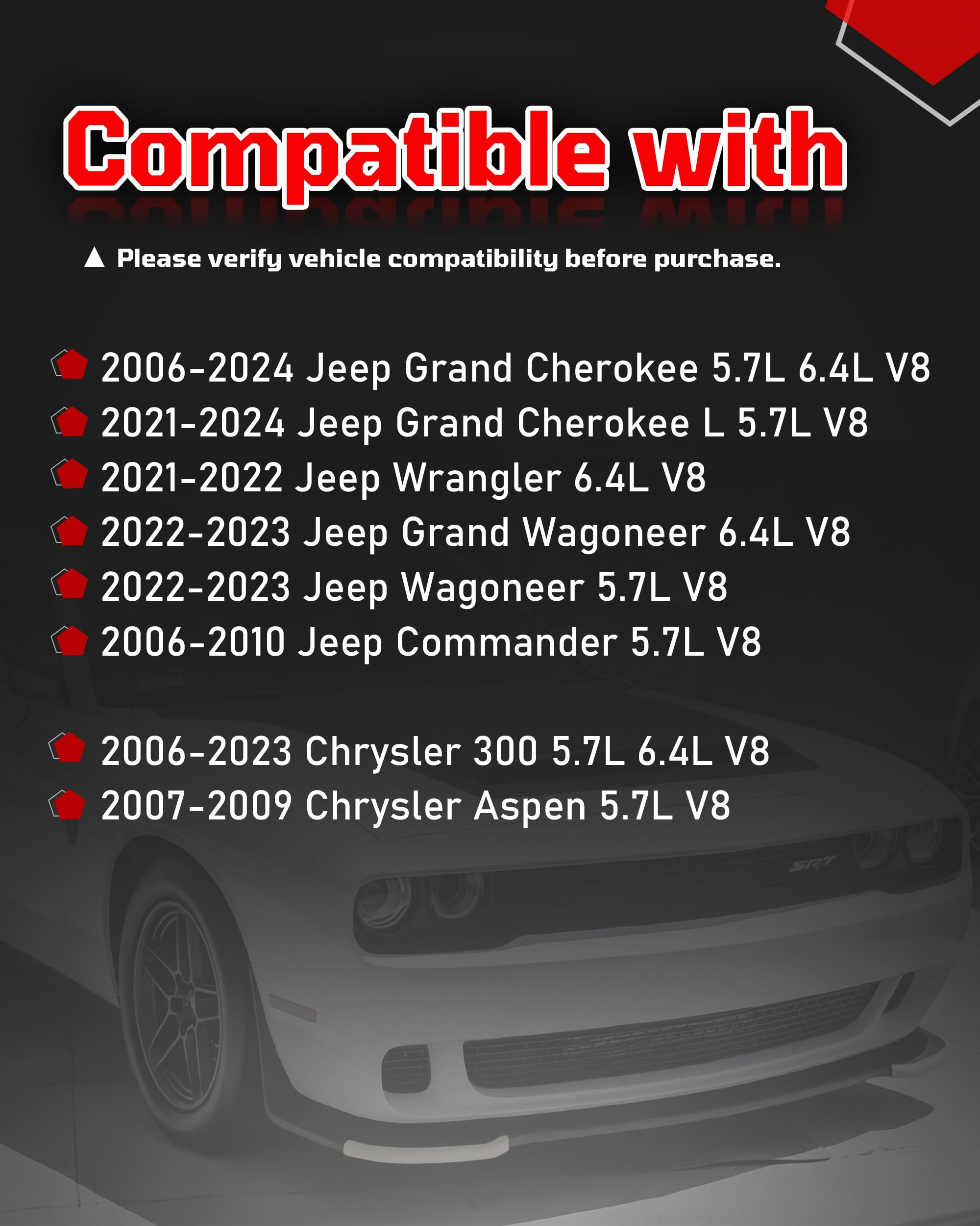 Zestaw aluminiowych osłon zaworów silnika kompatybilny z Jeep Grand Cherokee Wrangler Commander Dodge Charger Challenger Durango Ram Chrysler 300 Aspen 1500 2500 3500 4500 5500 5,7 l 6,4 l V8 2006