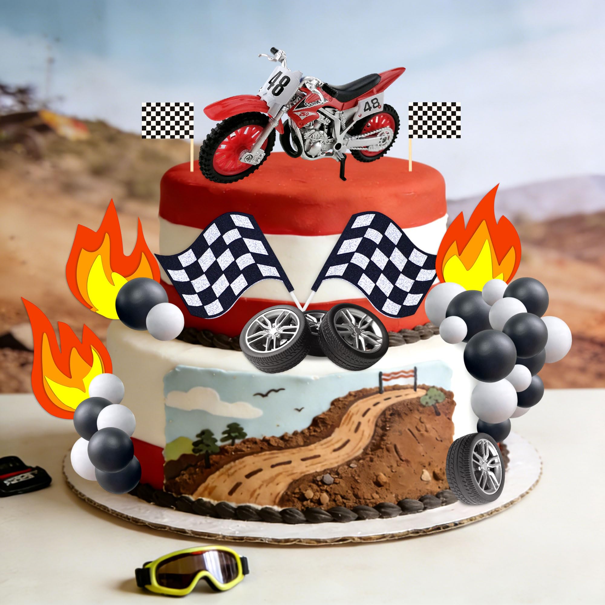 Dirt Bike Party Decorations Motorbike Cake Topper Motocross Birthday Party Decorations Motorcycle Man Birthday for Dirt Bike Decor