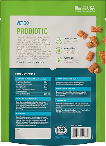 Miniatura 9 de VetIQ Suplemento de probióticos para gatos probióticos, prebióticos y posbióticos para gatos, apoyo para la salud digestiva e intestinal, alivio del