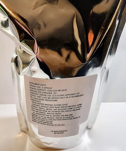 Vista 7 de Cápsulas de hojas de Moringa Oleifera sin OMG, suplemento de hierbas, polvo de hojas 100% puro. (300) - ¡Hecho fresco bajo demanda!