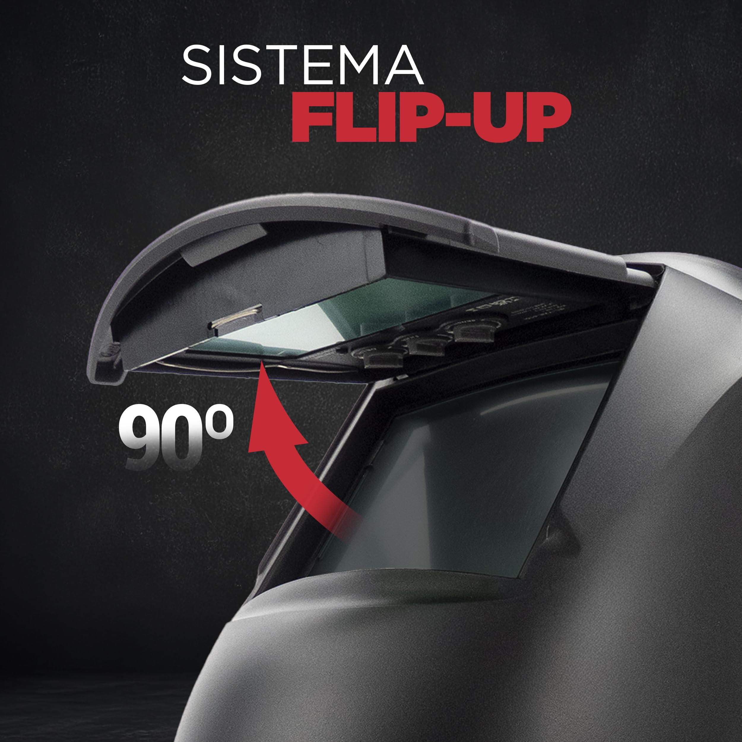 Pantalla de Soldadura Electrónica OPTIMATIC 150 FLIP-UP, Careta Ajustable con Oscurecimiento DIN 9-13, Sistema Abatible para Soldar y Amolado, Máscara Profesional, Filtro 1/1/1/2, MMA, TIG, MIG.