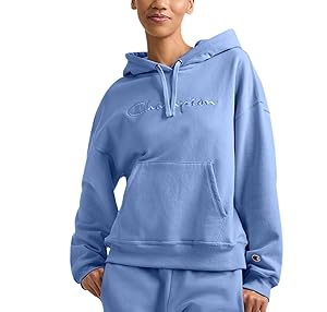 Champion Womens Pullover Fleece Hoodie, Loose Fit, Midweight, Script Logo