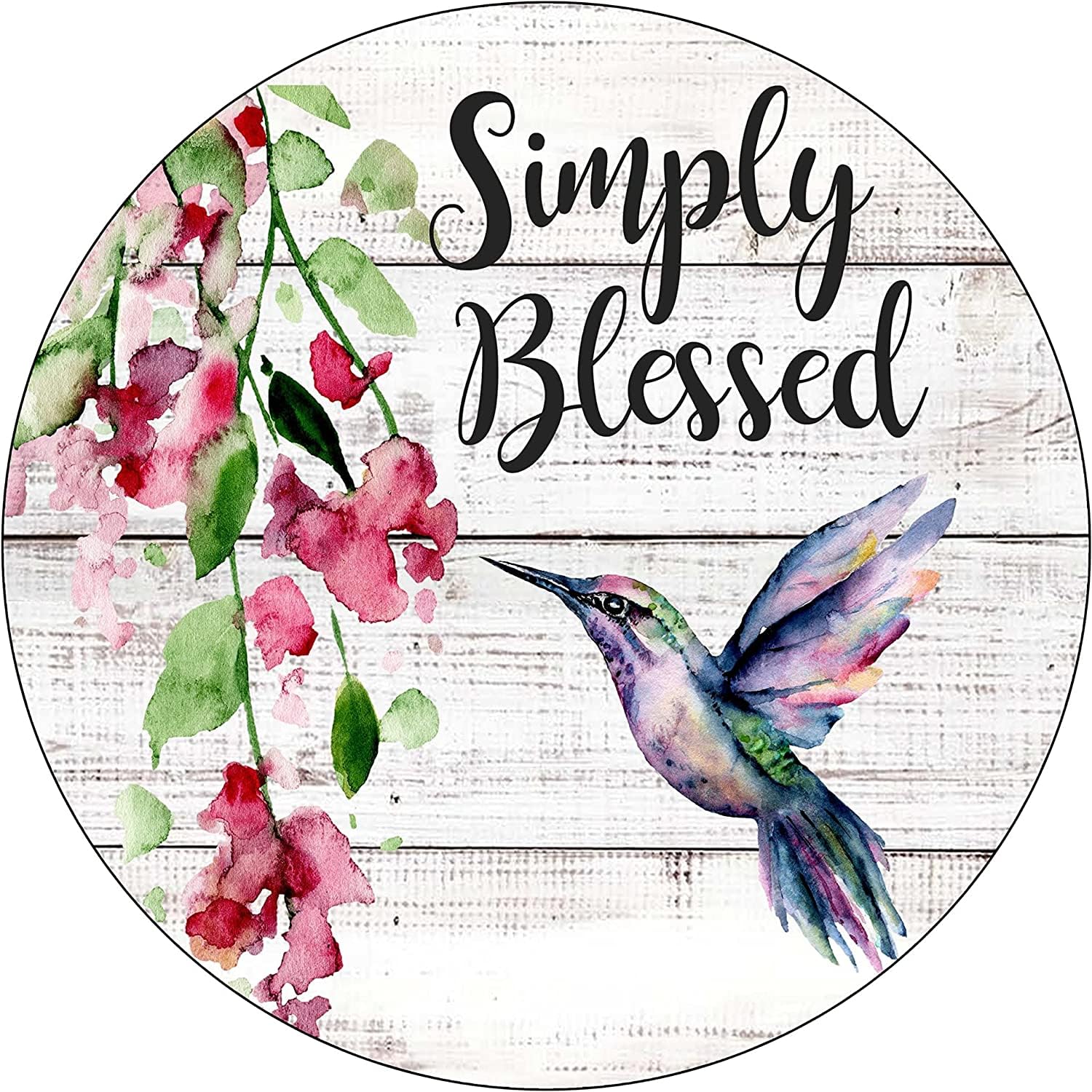 Ensound A03 Retro Metal Tin Sign 12X12 Inch Simply Blessed Welcome Spring Sign Spring Wreath Attachment Hummingbird Floral Welcome Sign Round Wreath Sign Funny Wall Decor Nostalgic Arts Decor Home Decor