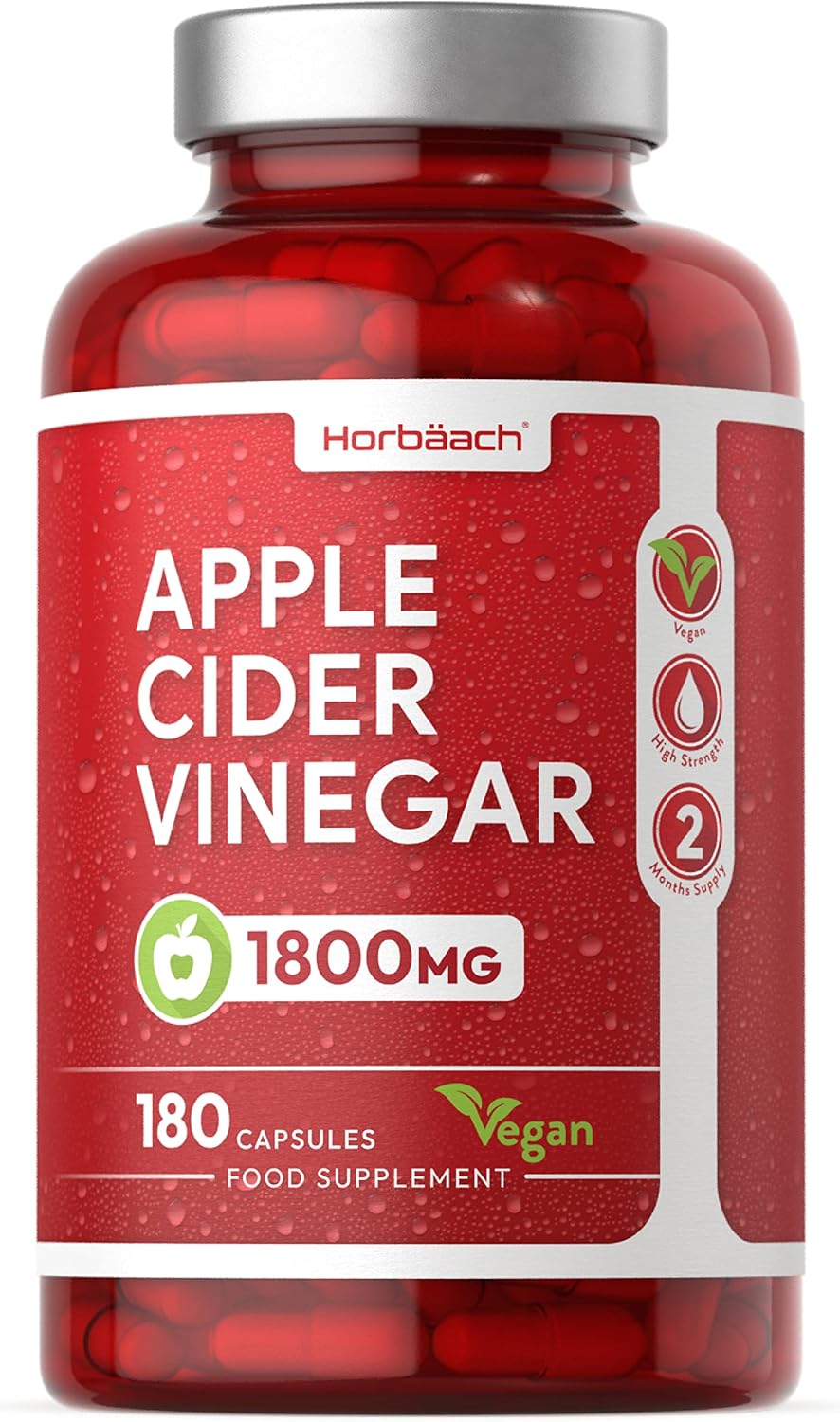 Apple Cider Vinegar Capsules 1800mg High Strength ACV 180 Capsules
