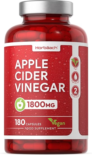 Apple Cider Vinegar Capsules | 1800mg 180 Count | High Strength | by Horbaach