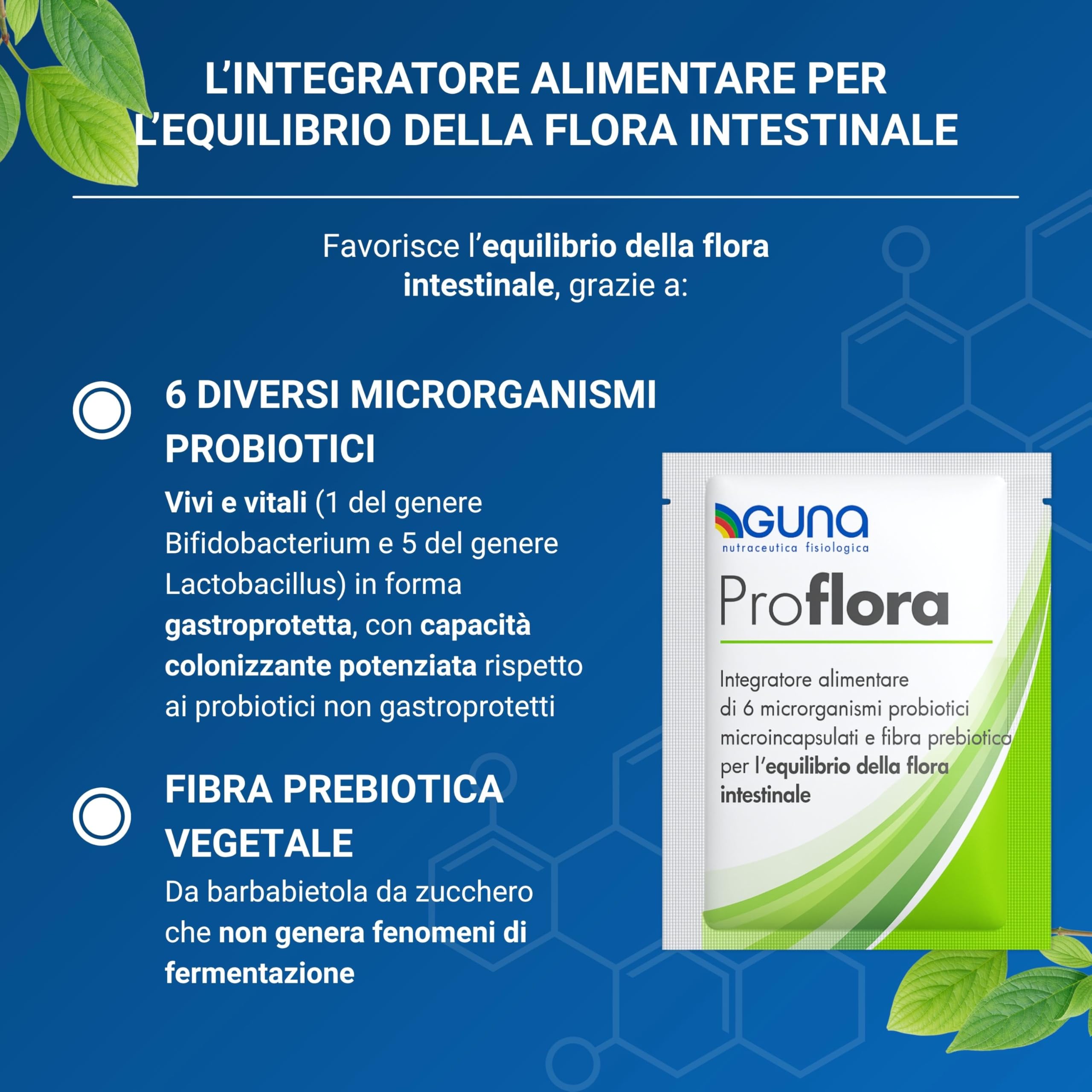 Guna Proflora 30 Bustine -Integratore Alimentare di Microrganismi Probiotici Microincapsulati