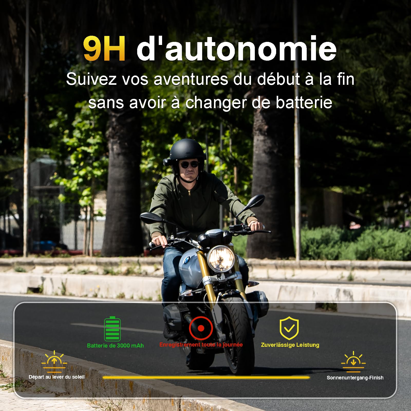 Drift Ghost XL - Camera Sport Moto, Batterie 9h, Objectif Rotatif 300°, Grand Angle 140°, Étanche IPX7