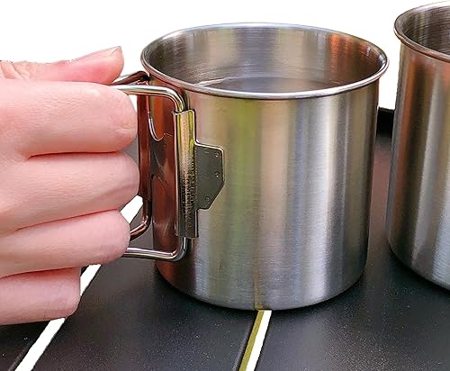 Miniatura 7 de Taza de café plegable de acero inoxidable para acampar, juego de 4 tazas para equipo de supervivencia