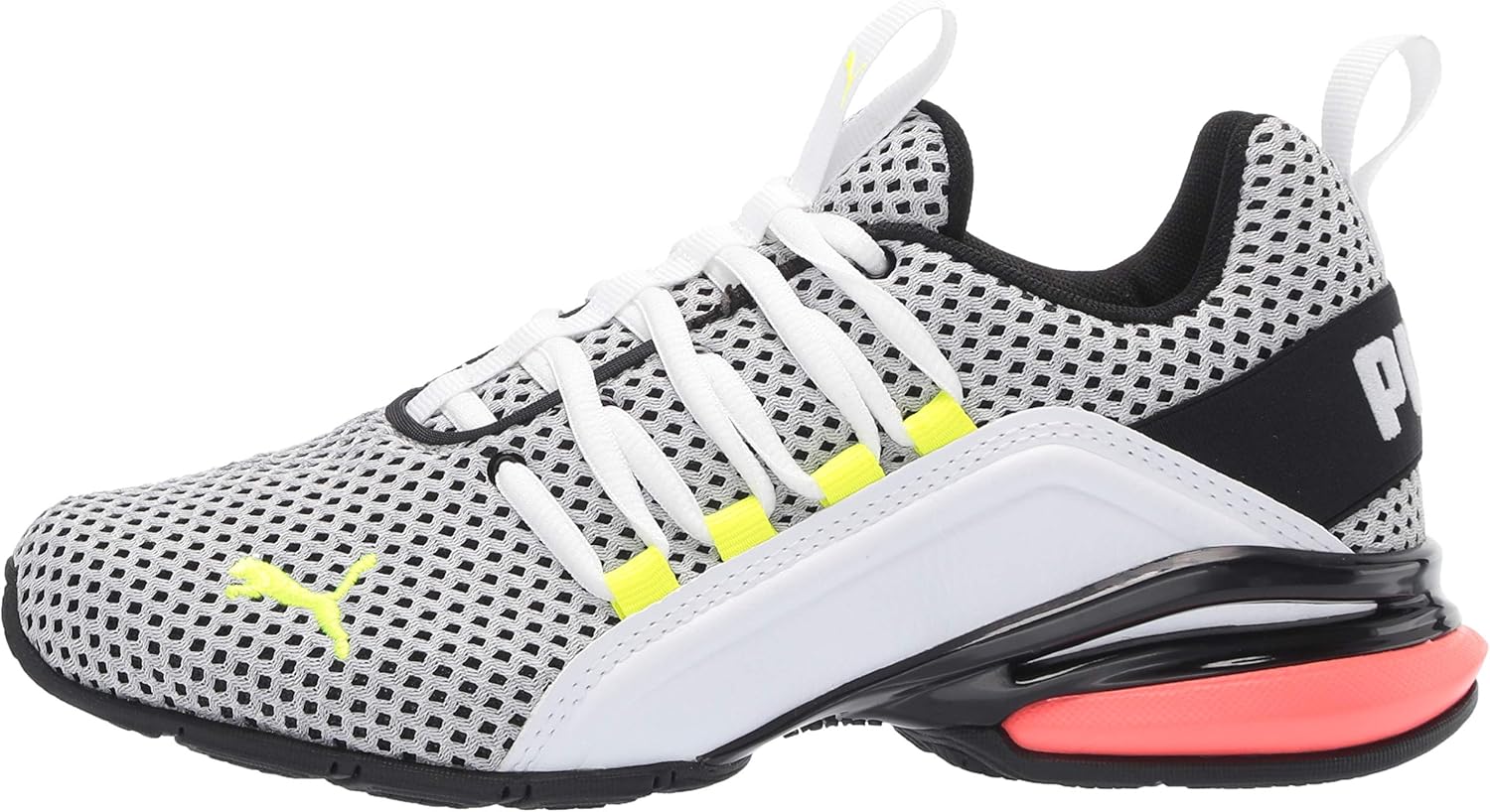 PUMA mens Axelion Breathe Cross trainer, Puma Whiteyellow Alert-nrgy Red, 8.5 US