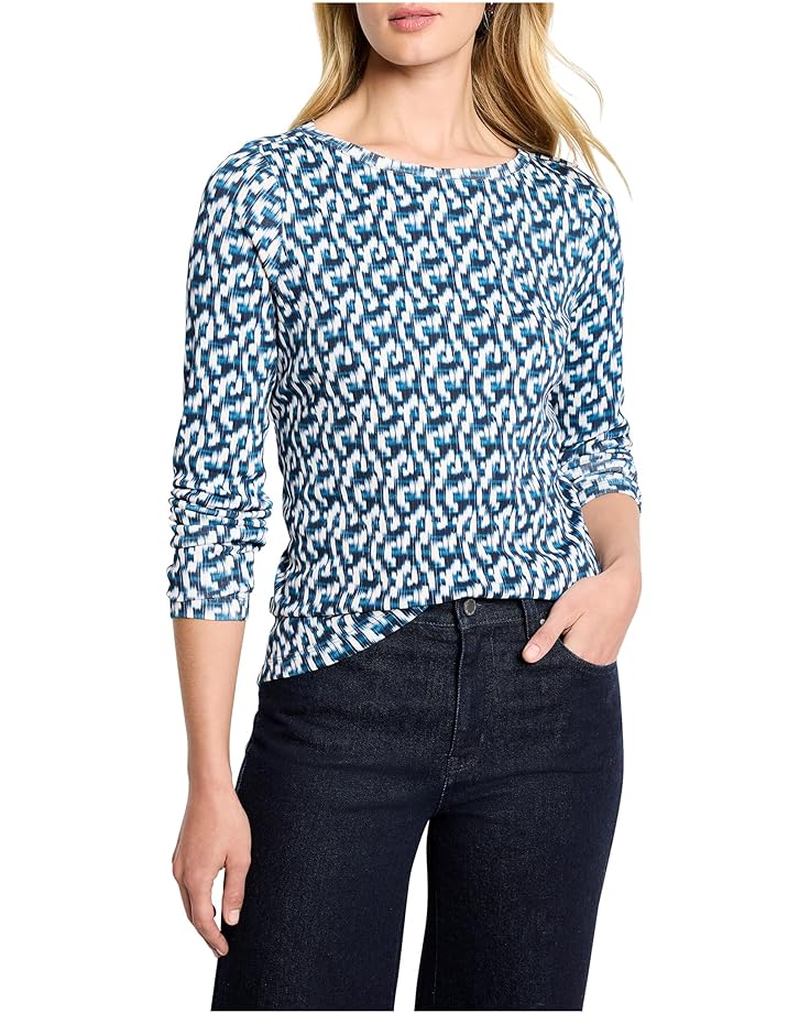 NIC+ZOE Petite Long Sleeve Printed Boat Tee - Main View