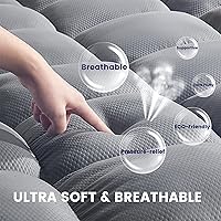 Vista 3 de SLEEP ZONE Mattress Topper Queen Size, Extra Thick Fitted Mattress Pad for Back Pain, Plush and Support Mattress Cover, Deep Pockets Mattress Grey