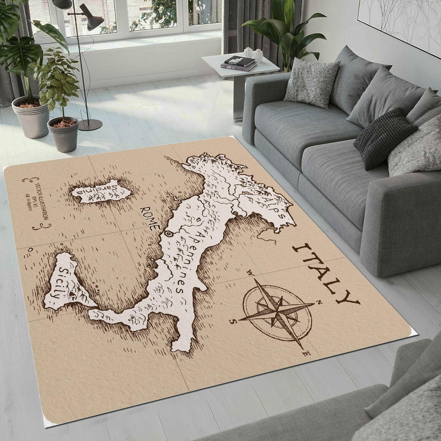 Tapis carte du monde moquette chevet couloir intérieur extérieur rug déco 100x150