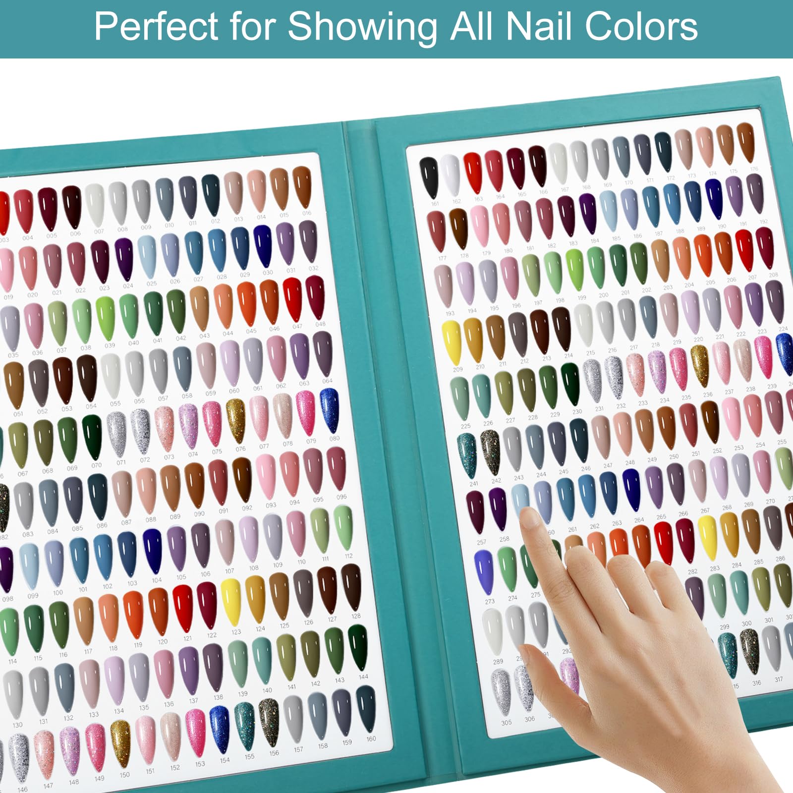 320 esmaltes de uñas, profesional para el color de las uñas, con 480 puntas de uñas y pegatinas de 1 a 400 números, herramientas de salón para diseño de uñas (verde)