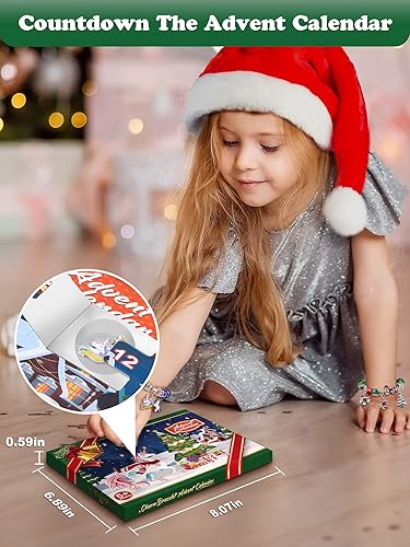 Miniatura 4 de Calendario de Adviento 2023 Kit de fabricación de pulseras de unicornio para niñas, calendario de cuenta regresiva de 24 días de Navidad con 2