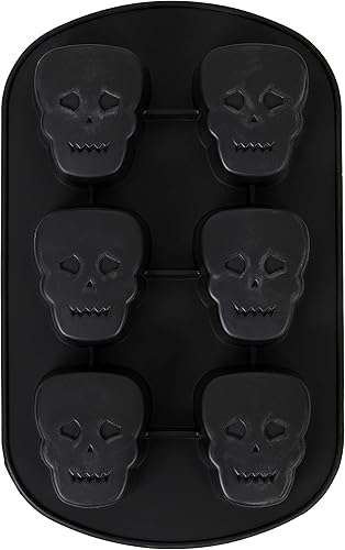 Wilton Molde de silicona antiadherente de calavera de Halloween, 6 cavidades