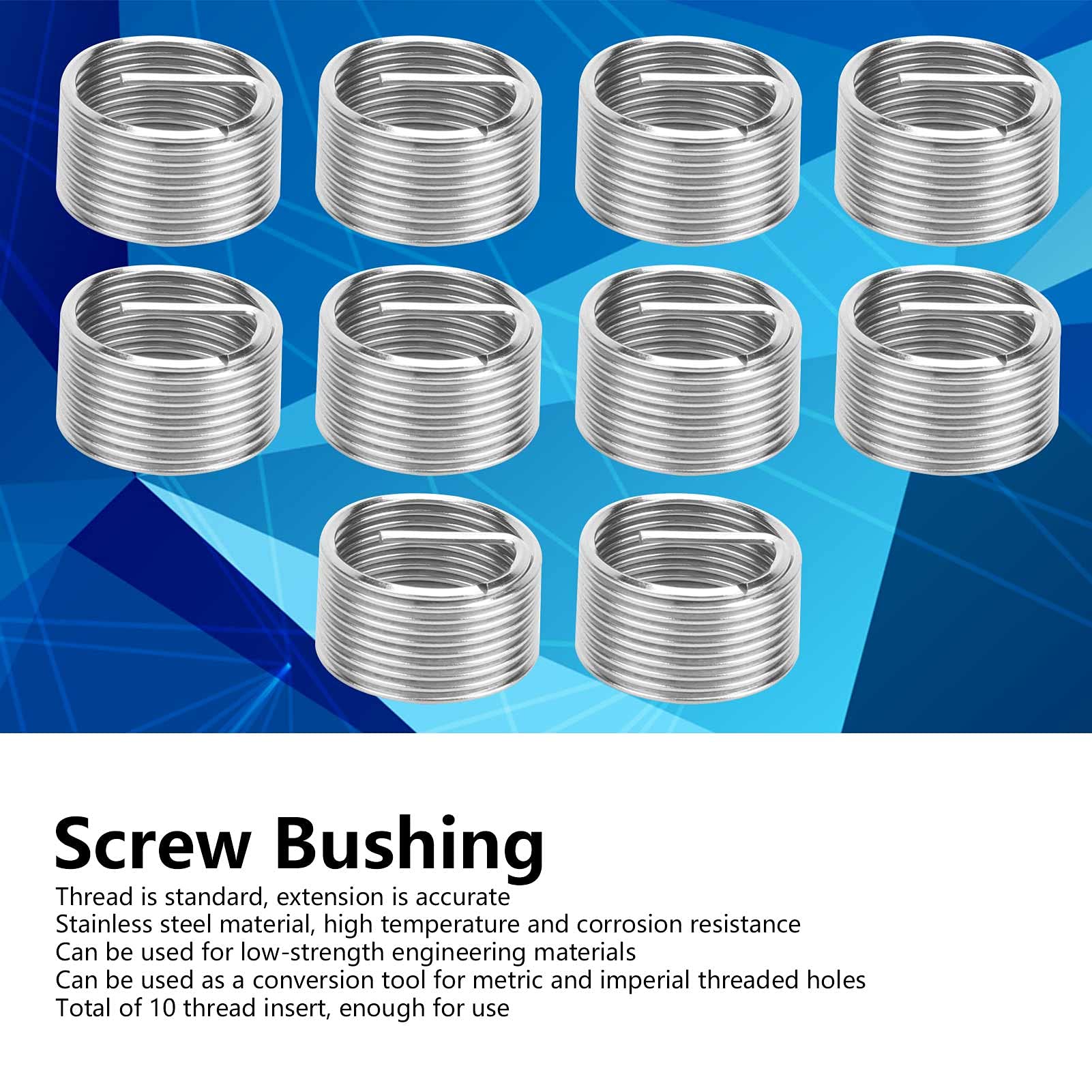 10Pcs 304 Stainless Steel x 1.5 x 1D Wire Thread Insert Coiled Threaded Expansion Conversion Tool for Repairing Threaded Holes
