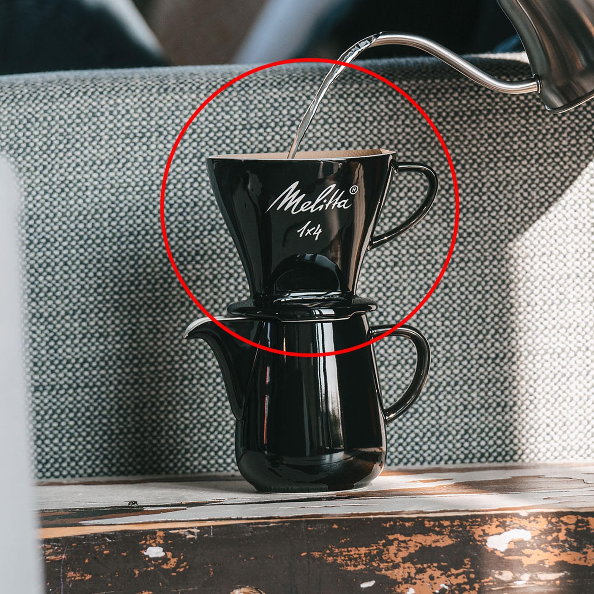 Melitta 1 x 4 Permamenter - Filtro de café de porcelana, color negro