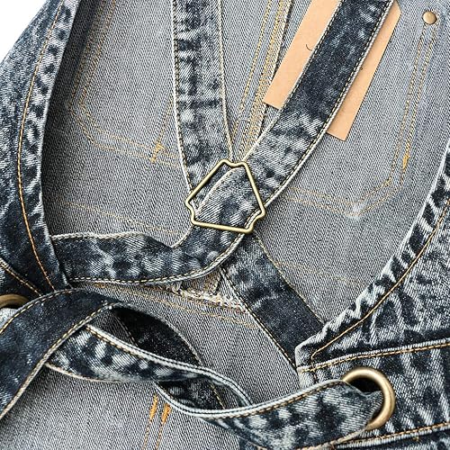 Miniatura 8 de Jeanerlor Delantal de trabajo de algodón con bolsillos para mujeres y hombres con correas cruzadas y ajustable S a XXXL 2 tamaños, Negro -