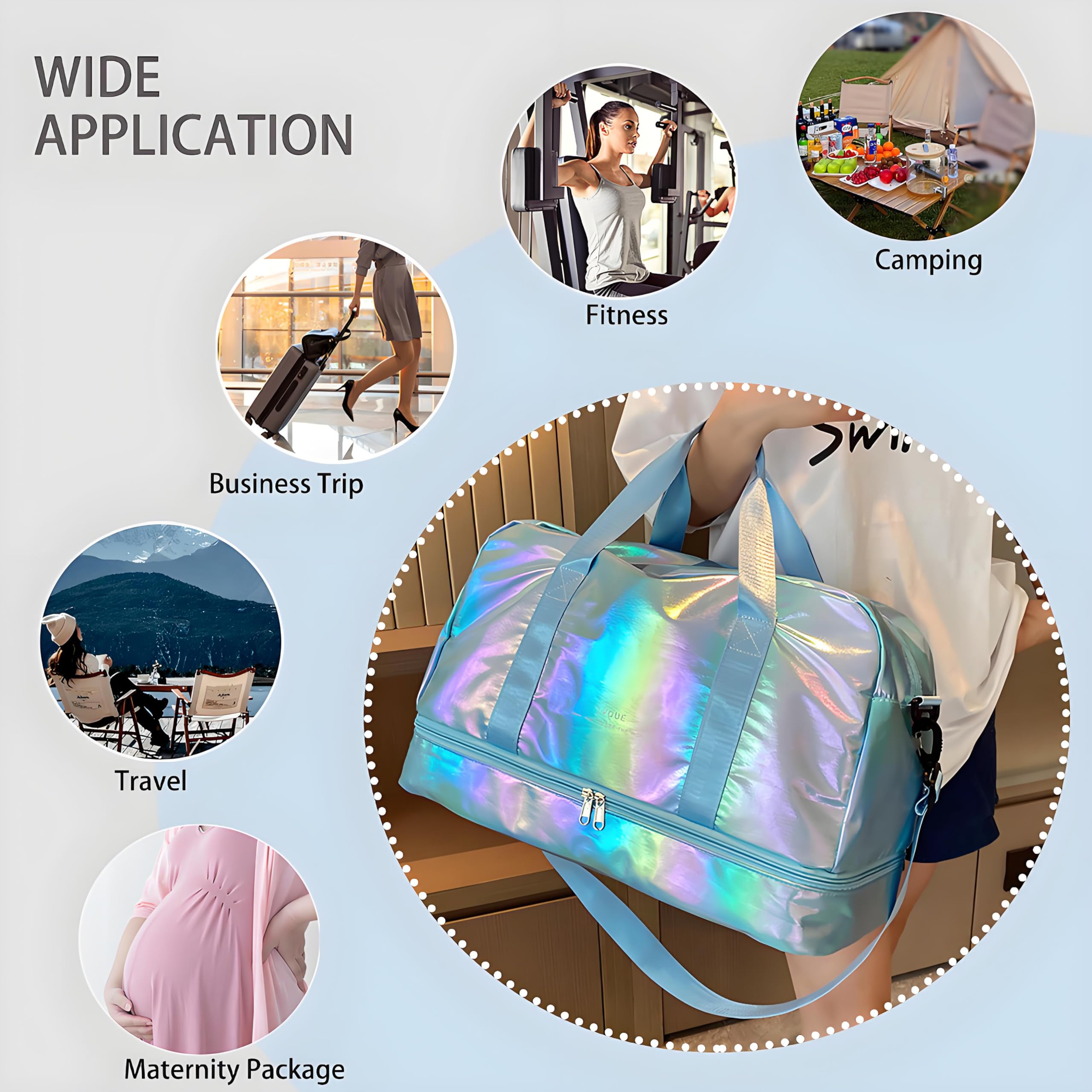 Weekender Bags for Women,Personal Item Travel Bag with Shoes Compartment,Overnight Travel Duffel Bag - Image 3