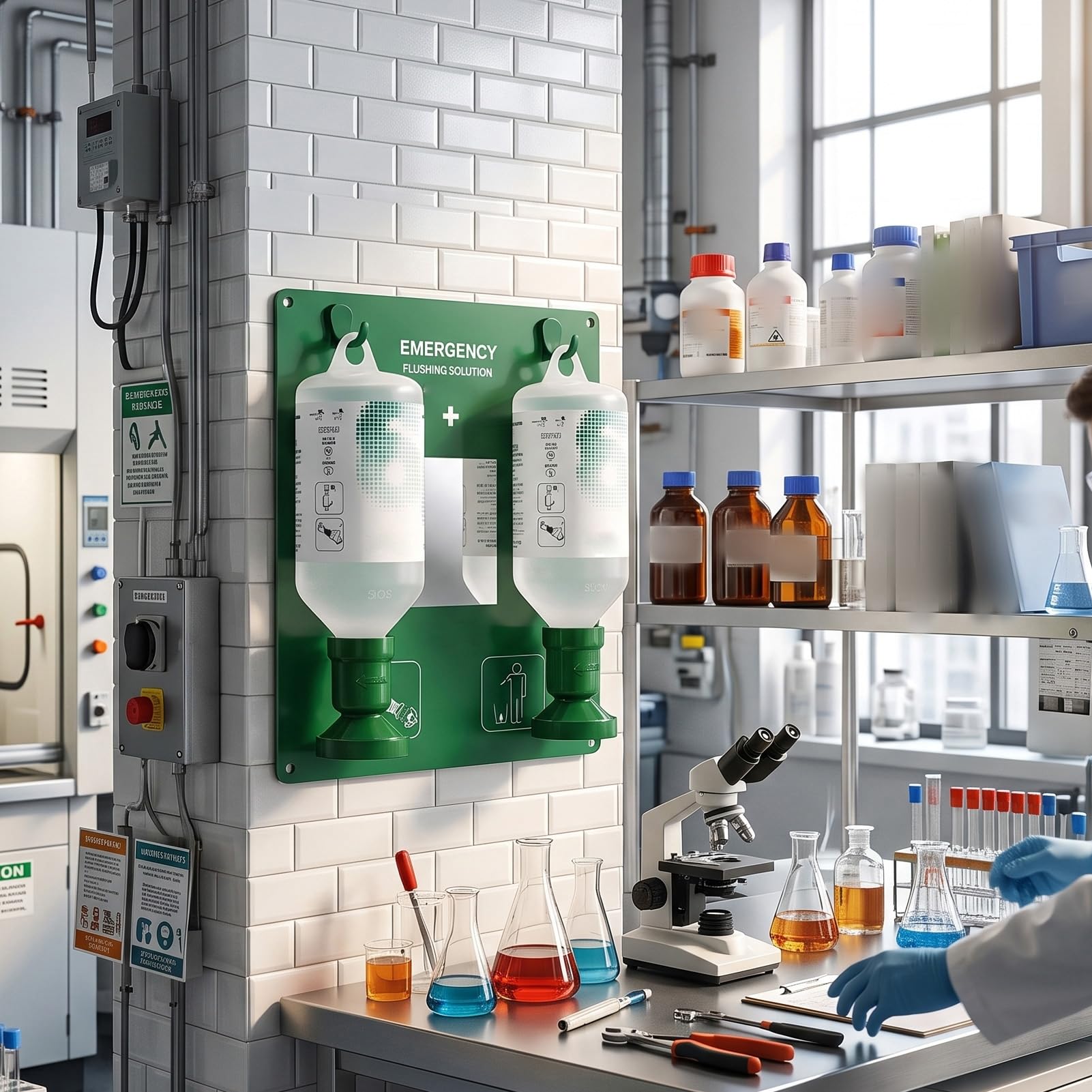 Luocute Station de Lavage Oculaire D'urgence avec 2 Bouteilles de 32oz