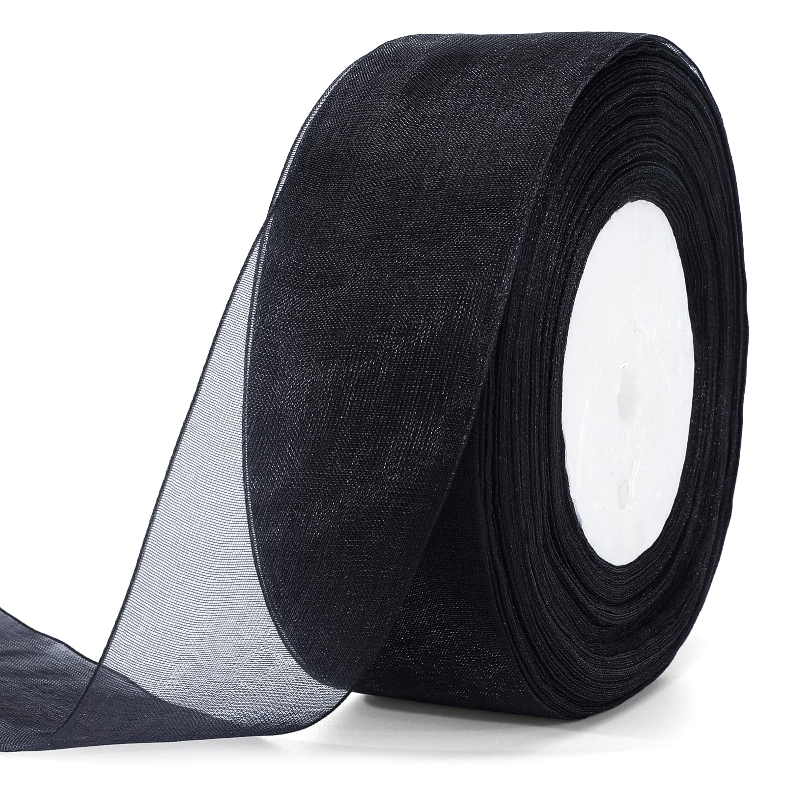jijAcraft Organza lint met crêpe design crème