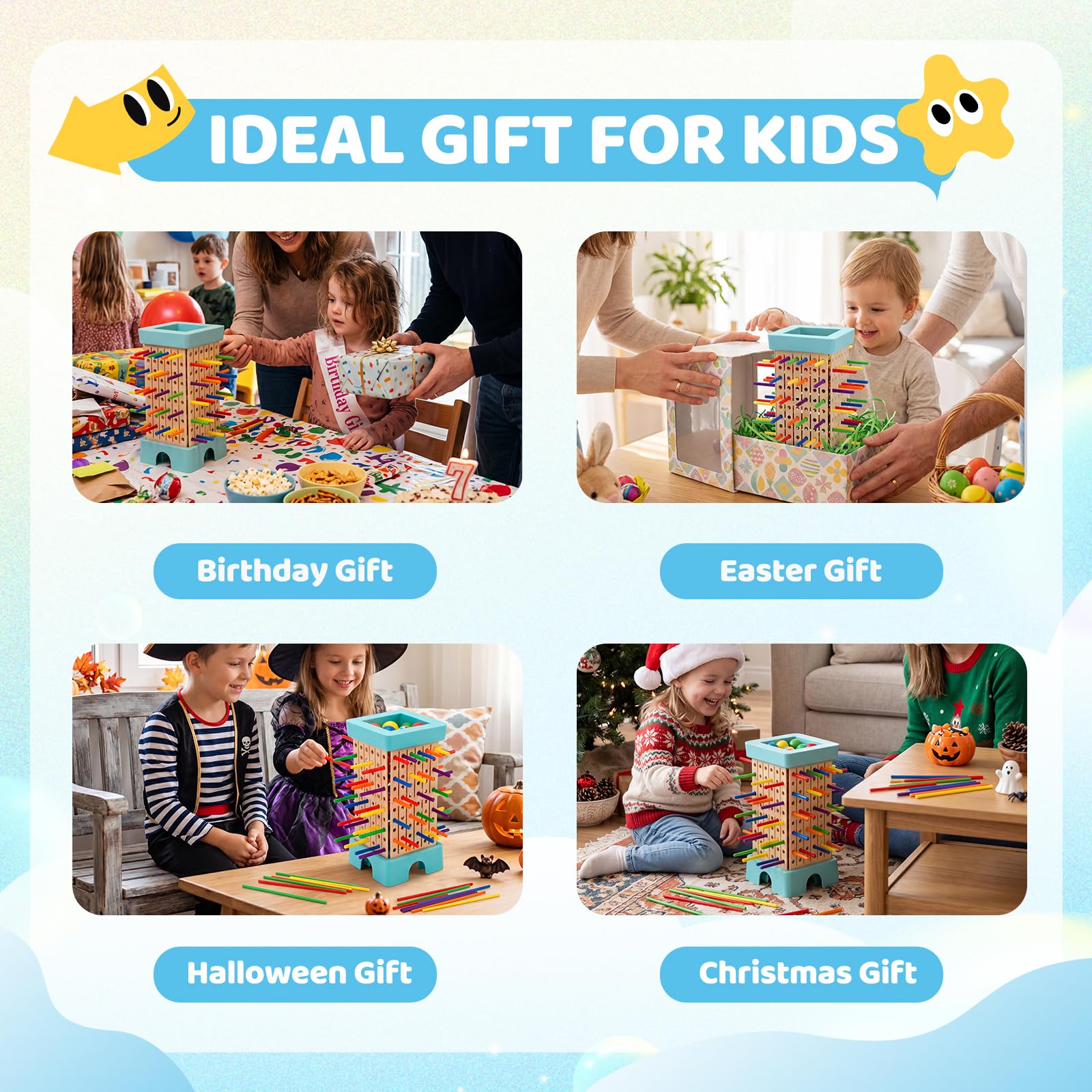 Montessori Juego de mesa, multijugador para niños de 4 a 8 años, educativo matemático, juguete de habilidades motoras finas para niñas y niños, juegos divertidos clásicos para niños de 3, 4