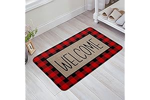 Welcome Mats for Front Door: Retro Red Plaid Door Mat That Brightens Your Home!