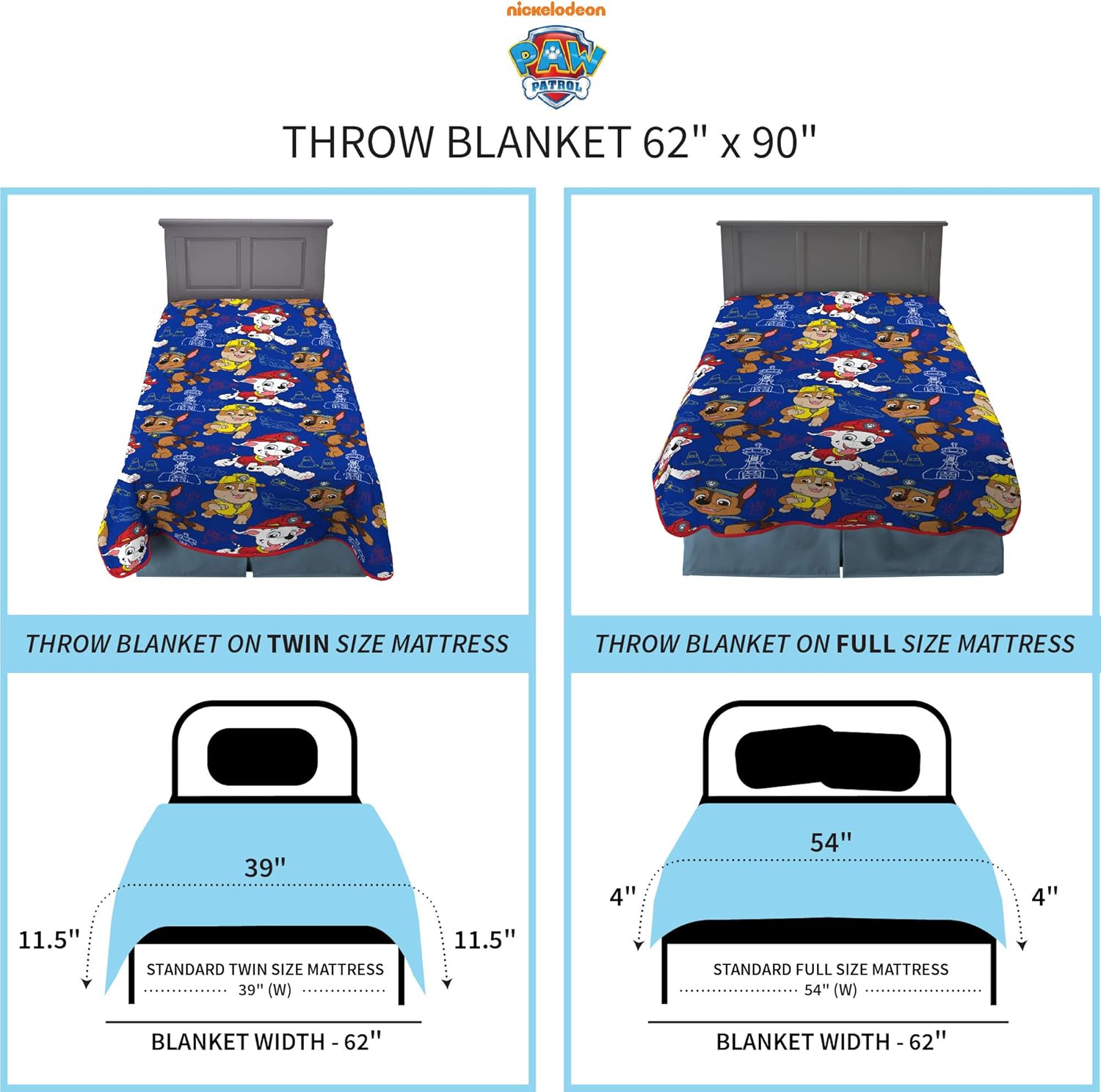 Franco Kids Bedding Super Soft Plush Throw Blanket, 62 in x 90 in, Paw Patrol - Image 5