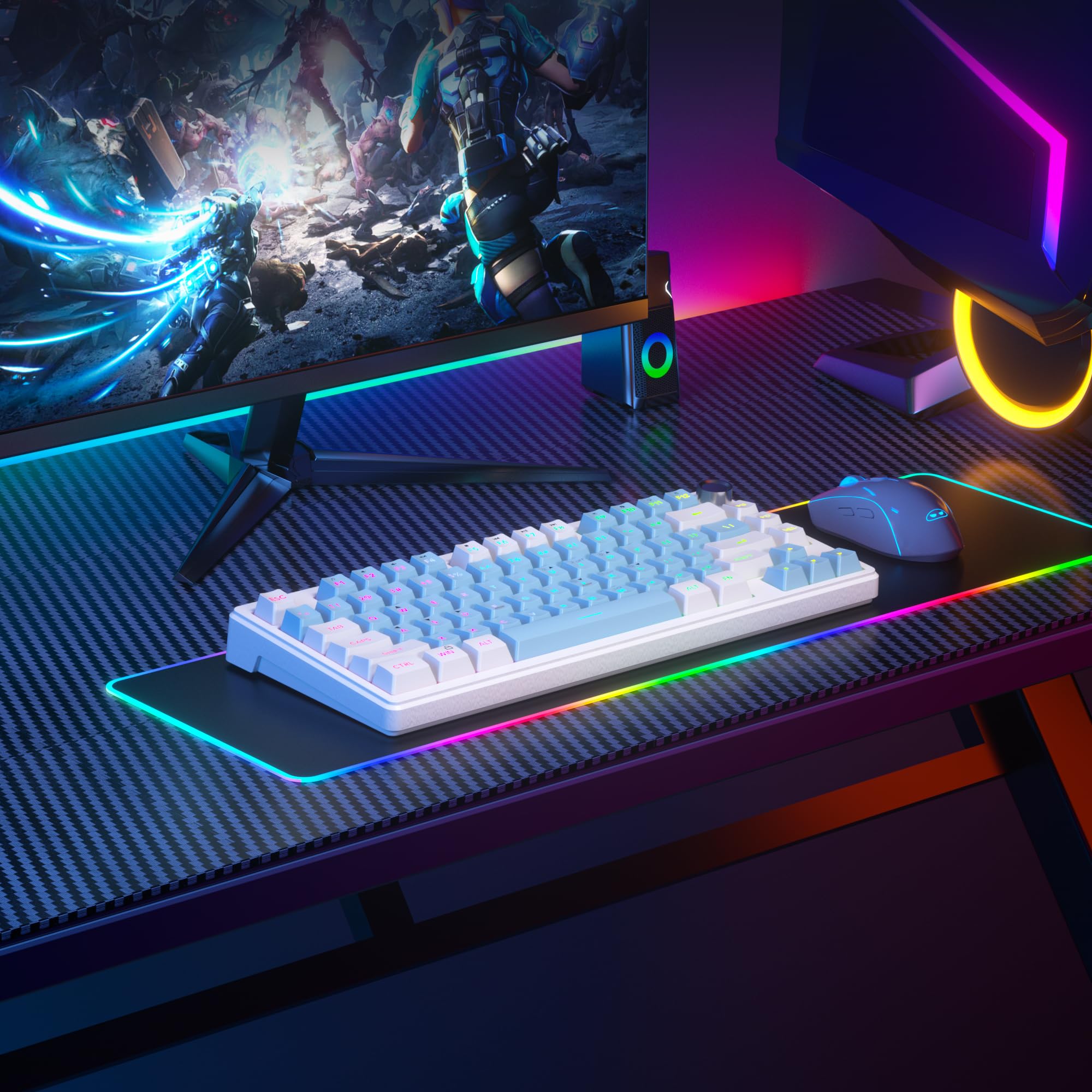 MageGee Mini 60% Gaming Keyboard, RGB Backlit 75 Key Ultra-Compact Keyboard, TS75 Ergonomic Waterproof Mechanical Feeling Office Computer Keyboards for PC, MAC, PS4, Xbox ONE Gamer view 6