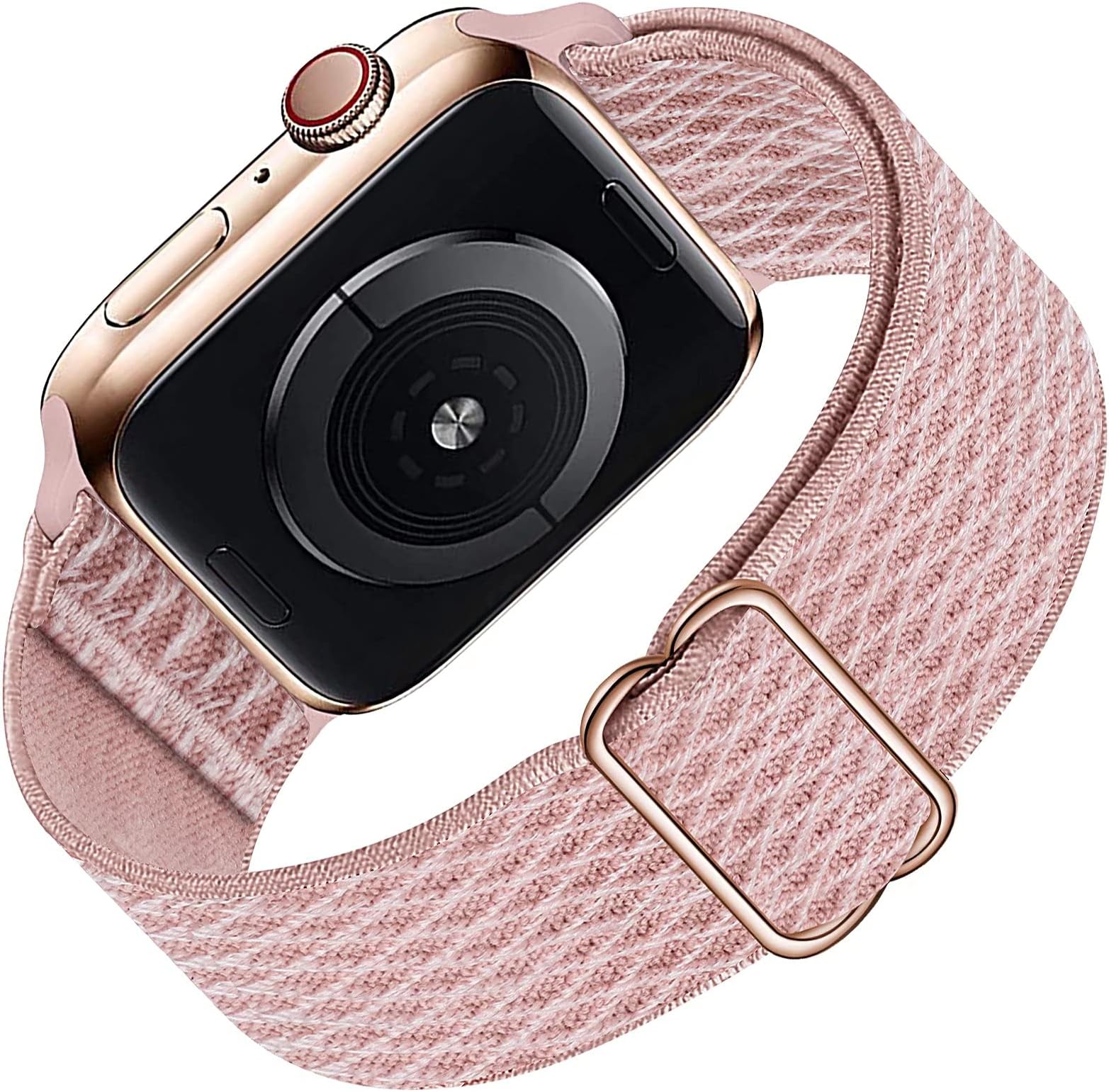 HILIMNY Solo Loop Compatible with Apple Watch Strap 38mm 40mm 41mm, Braided Elastic Stretchy Nylon Sports Replacement band for IWatch Series 7/6/5/4/3/2/1/SE, Rose Pink 38/40/41mm