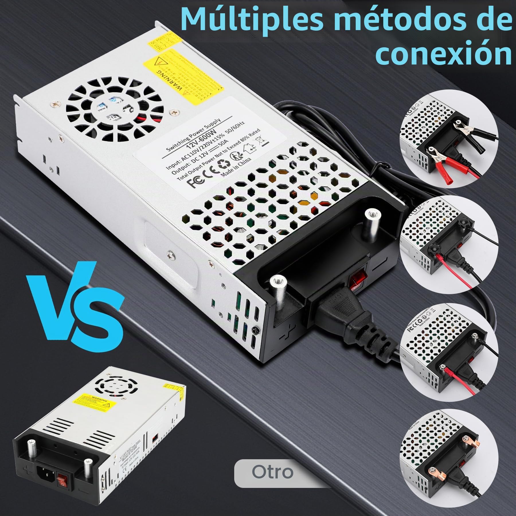 Fuente de Alimentación 12V 50A 600W Transformador, 220V CA a CC 12V 50A 600W Fuente Alimentación para LDE lámpara Motor Bomba CCTV Cámara de Seguridad Car Stereo Impresora 3D y Más