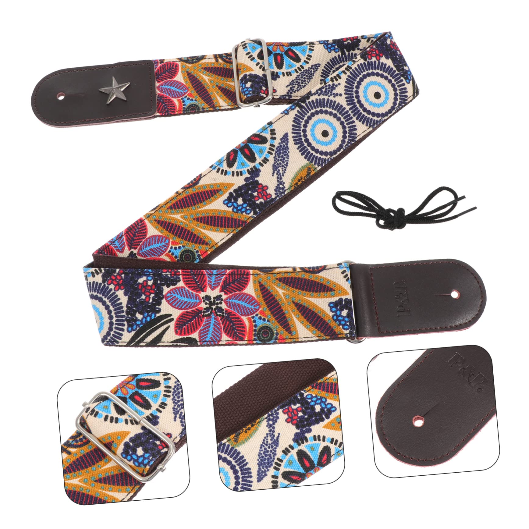 Abaodam 3stücke Gitarrengurt Verstellbarer Akustikgurt Mit Vintage-muster Geeignet Gitarre Bass Ukulele Leicht Und Komfortabel Für Musiker Und Gitarrenliebhaber