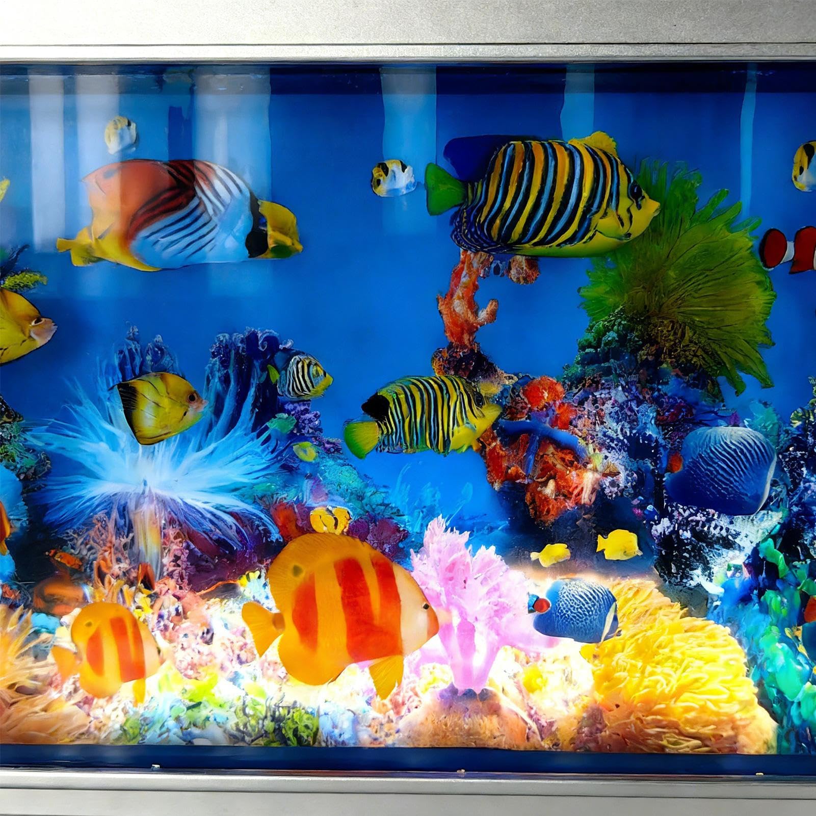 Acuario Artificial Decoración de Mesa para el Hogar | Lámpara de Acuario con Peces Tropicales para Oficina Hogar Restaurante Hotel Sala de Estar Zona de Espera Mesa Centro