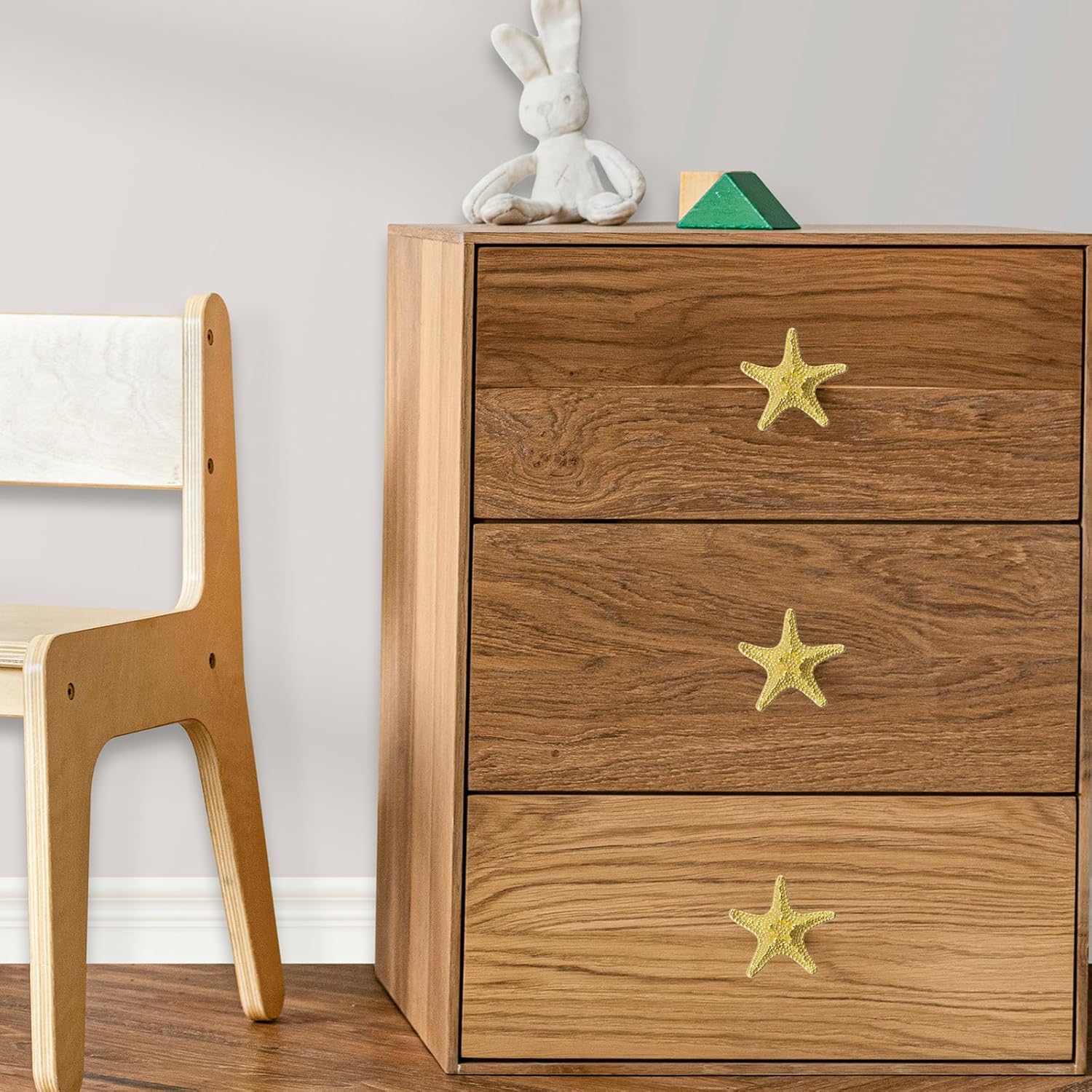 10 Pieces Starfish Knobs Coastal Beach Ocean Theme Single Hole Pulls Handles With Screws for Cabinet Drawer Cupboard (Gold)