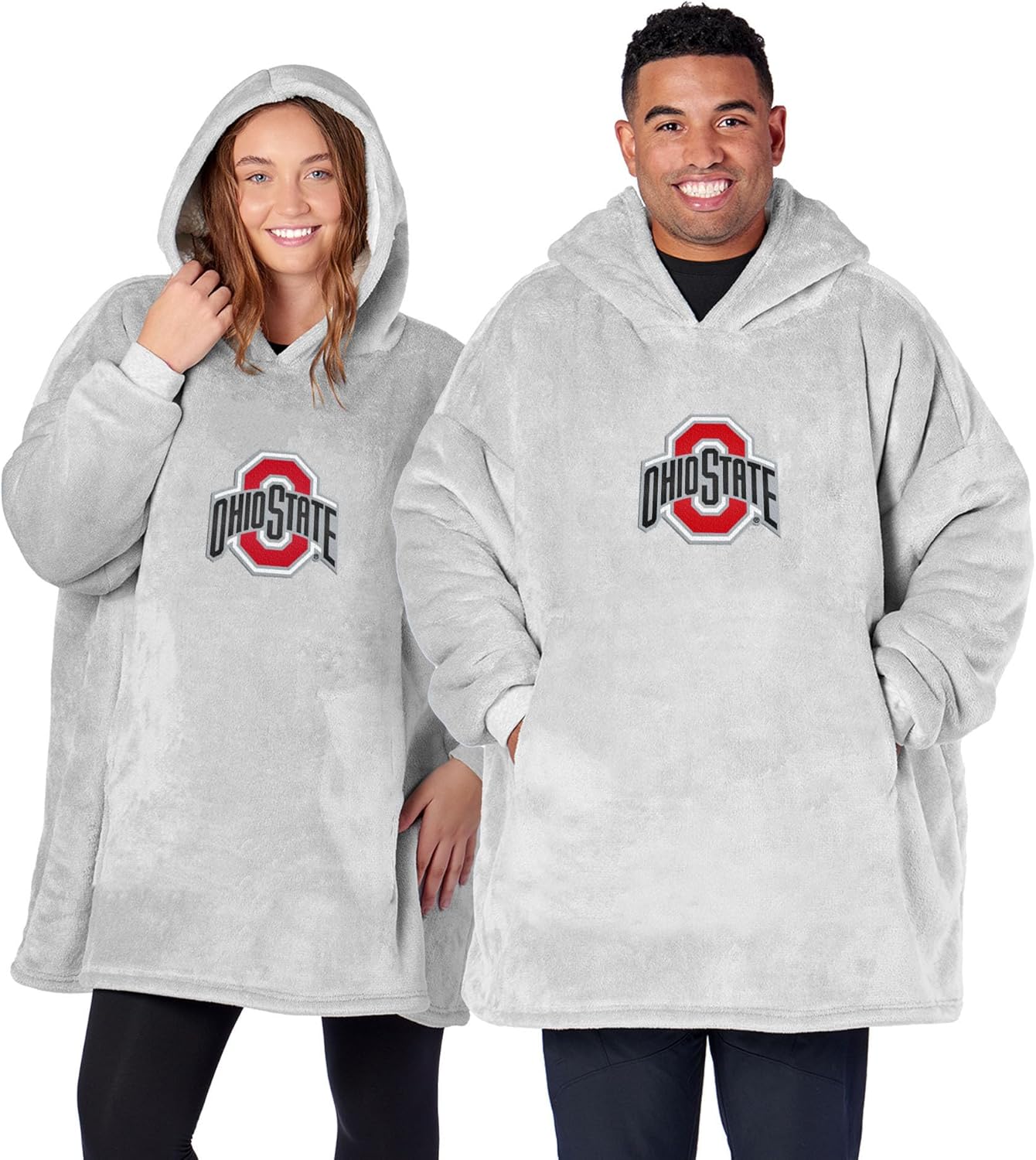 Northwest NCAA Hoodler Oversized Sherpa Pullover, Embroidered Logo, Plush Wearable Blanket Sweatshirt, Soft Fleece