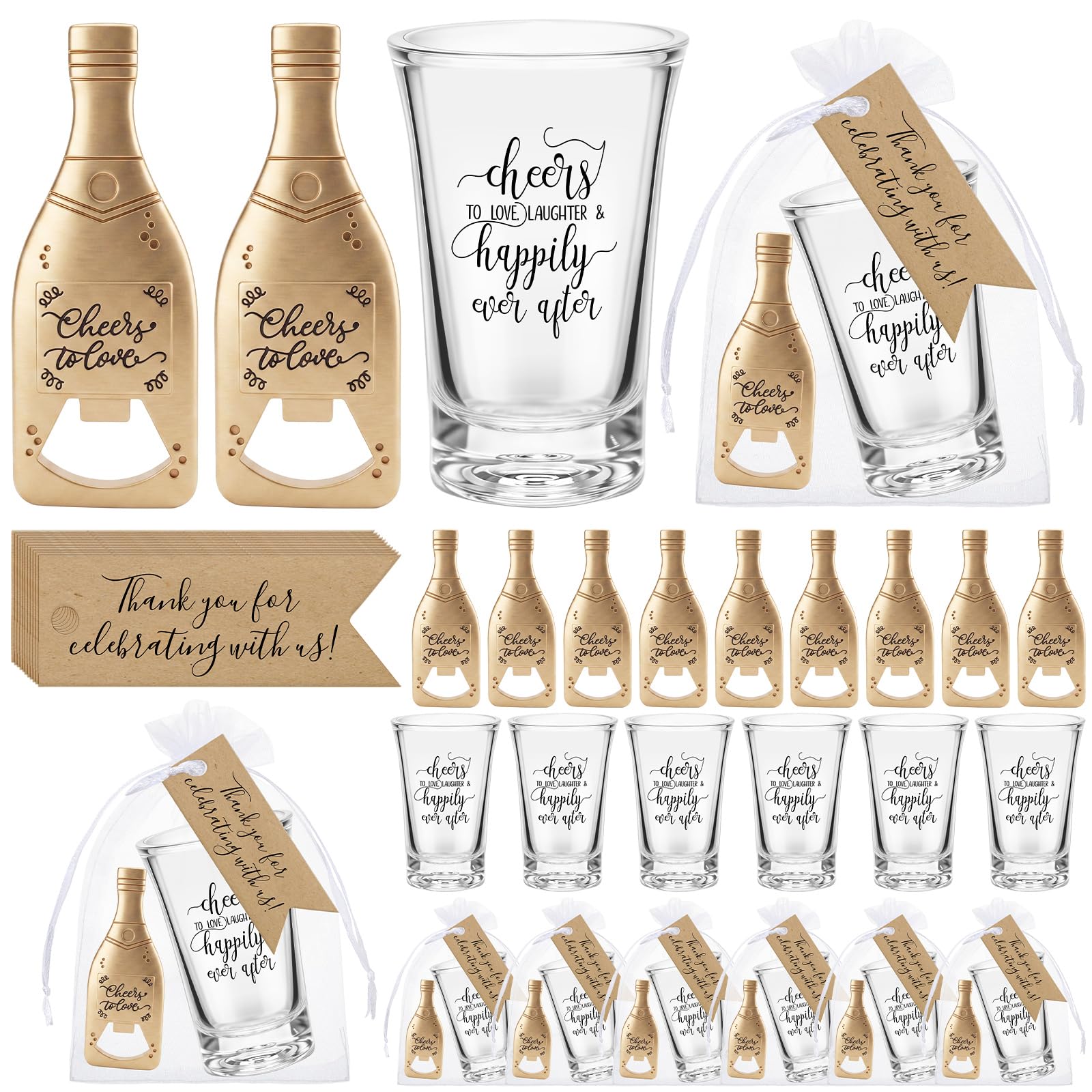 Lot de 25 cadeaux en vrac pour invités avec inscription « Happily
