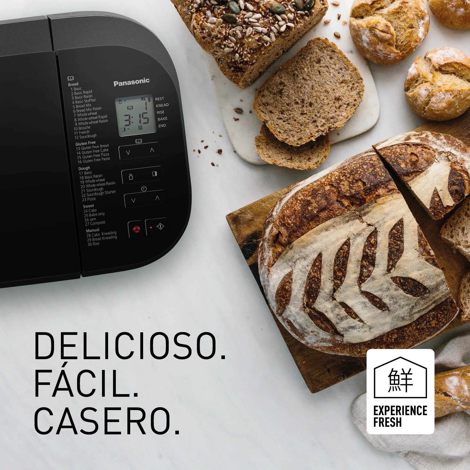 Panasonic SD-R2530 Panificadora Automática con Dispensador, 850 W, Sensor de Temperatura, Temporizador Digital 13H, 30 Programas, Negro