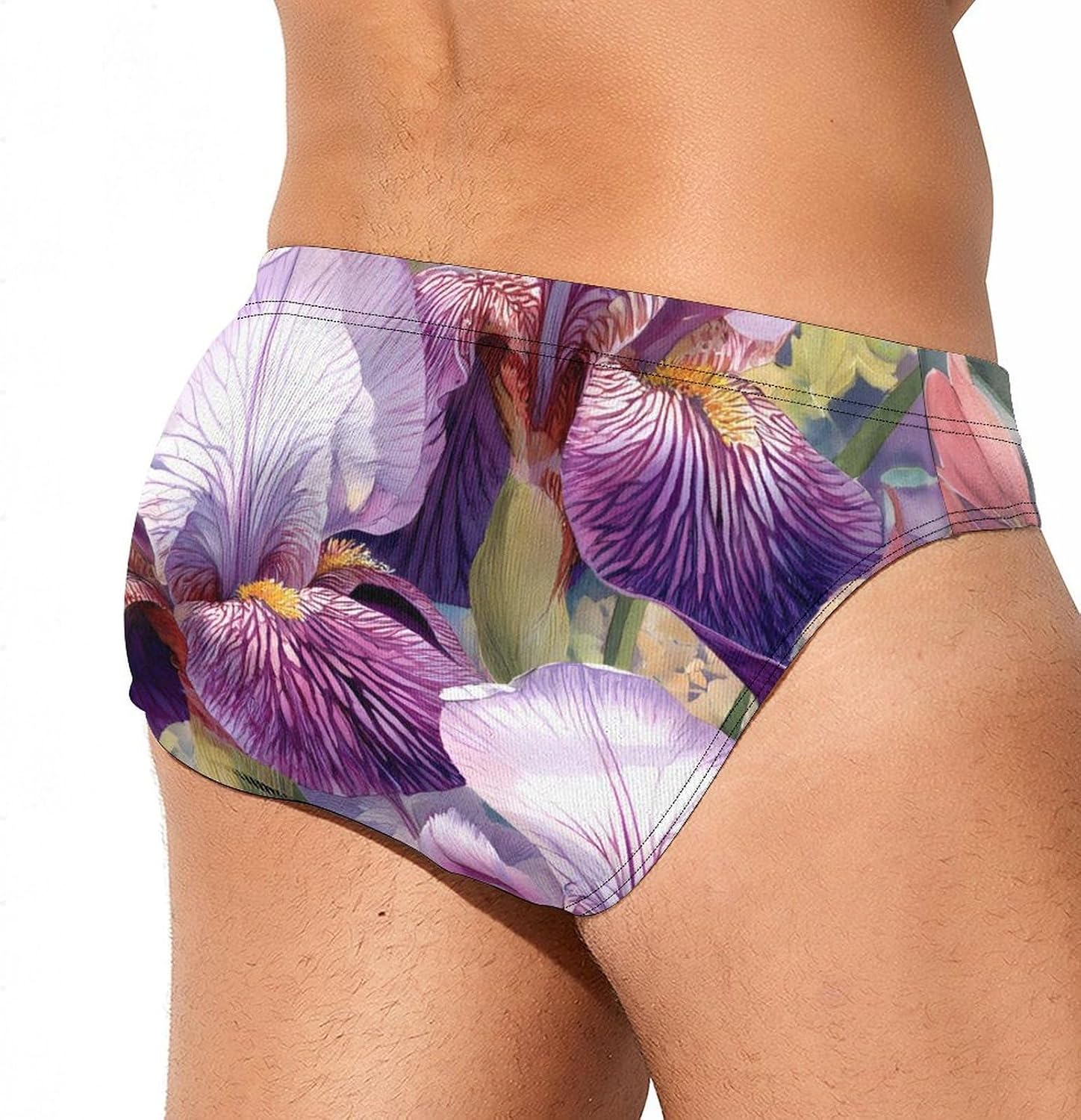 Purple Irises Flower Men's Swimwear Bikini Swimming Briefs Stretchy Swimsuits Board Surf Shorts Trunks