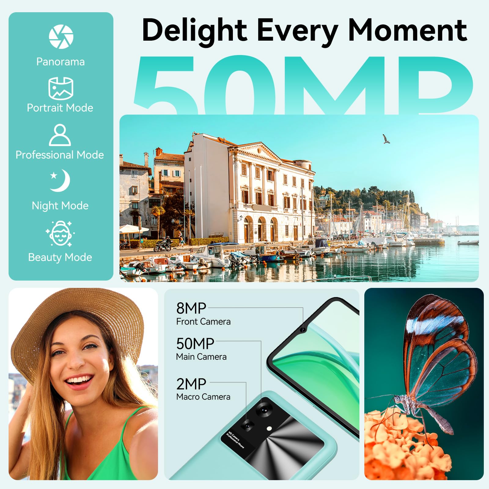 CUBOT Note 21 Smartphone 12GB(6+6) RAM + 128GB ROM TF 1TB Expand 6,56" 90Hz Schermo Android 13 Telefono Cellulare 50MP Fotocamera 5200mAh 4G Doppio SIM Octa Core Face ID - Verde
