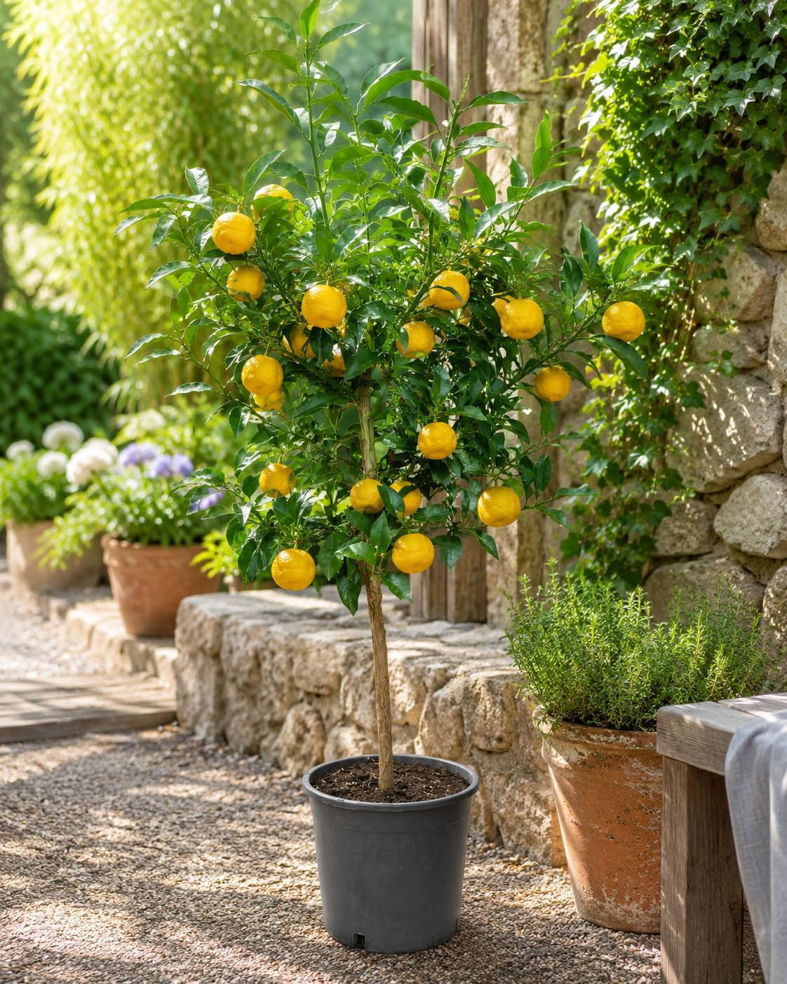 Yuzu Zitrone Citrus junos XXL 130–160 cm im Topf – Japanische Zitruspflanze, winterhart, aromatische Früchte, duftende Blüten, ideal für Garten, Terrasse, Balkon & Kübel
