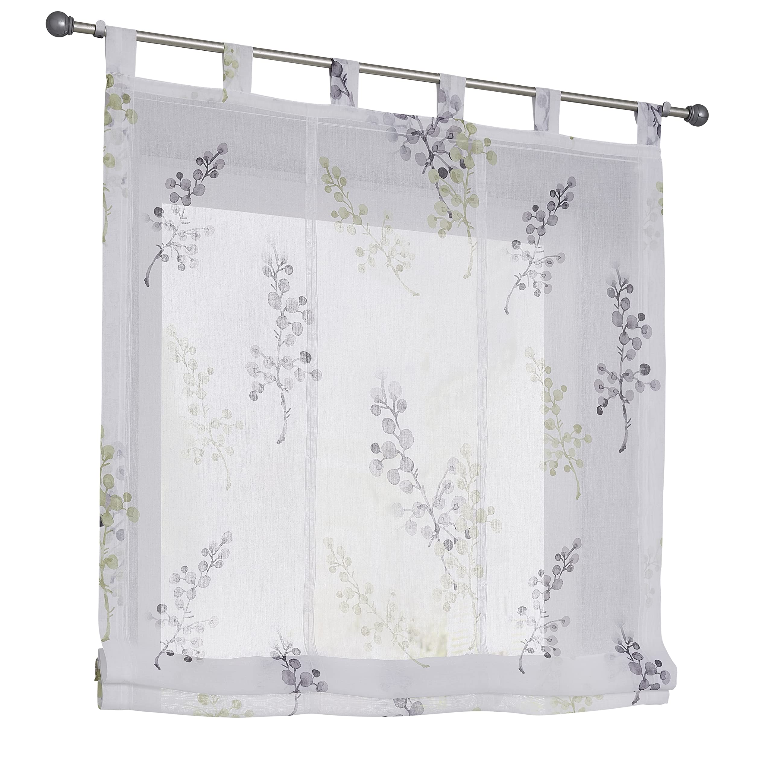 Kutti Store romain blanc Danny avec passants imprimé rideau semi-transparent (taupe, 80 x 140 cm)