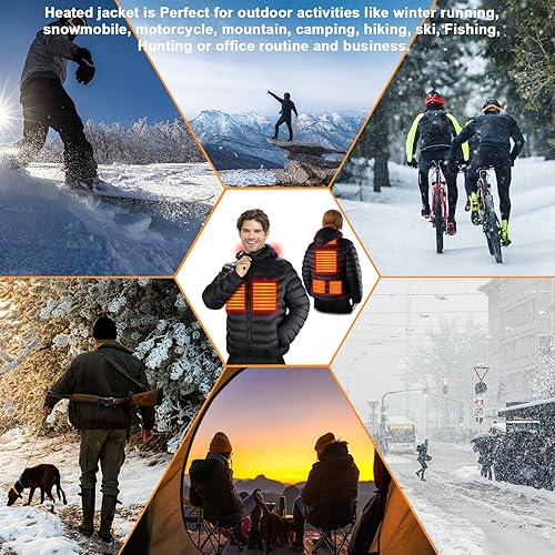 Miniatura 7 de Chaqueta térmica, chaquetas térmicas de plumón para hombres y mujeres, chaquetas de invierno, abrigo térmico de moda con capucha para mujer, 6 zonas
