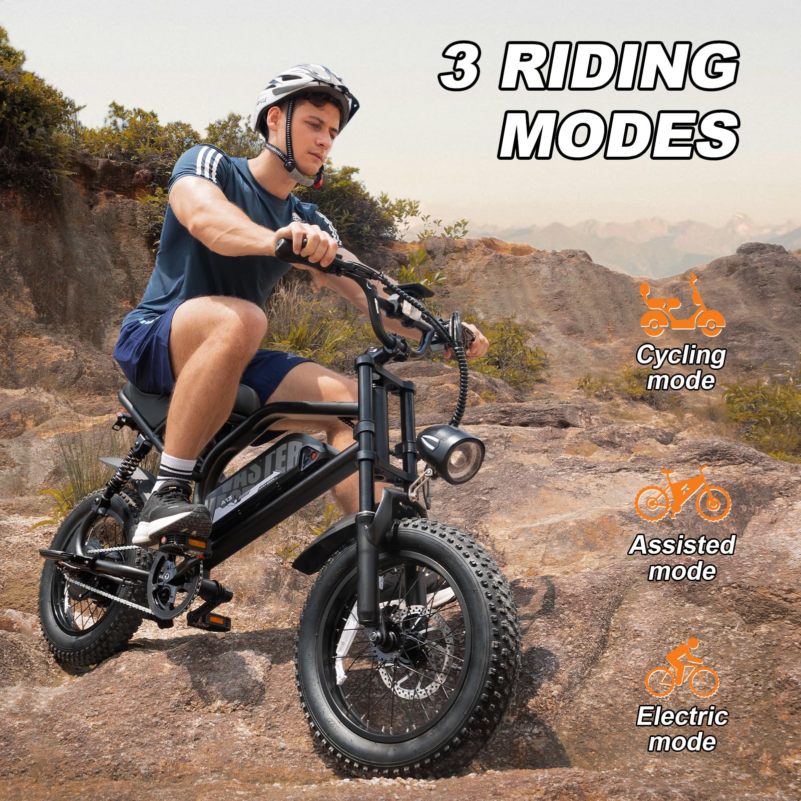 Bici Elettrica Fat Bike 16x3.0, Batteria 36V 12,8Ah, LCD