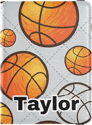 Combo de portatarjetas y pasaporte de baloncesto personalizado con tarjetero con tarjetero de tarjeta de crédito, soporte para pasaporte