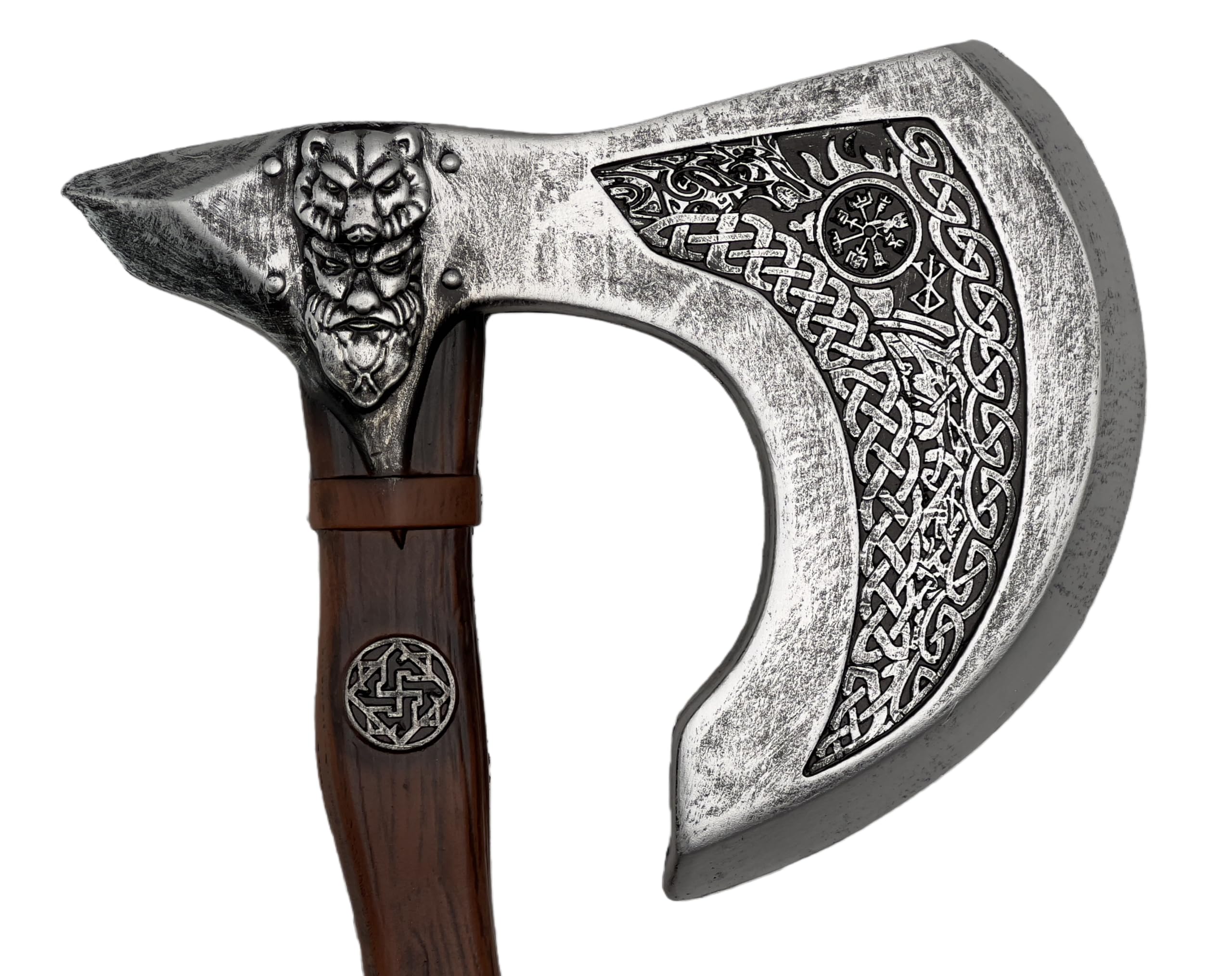 LOOYAR Totem en mousse de polyuréthane avec bouclier viking, accessoires de jeu pour Berserker, guerrier, chevalier, costume de bataille, Halloween, cosplay, Larp (hache S)