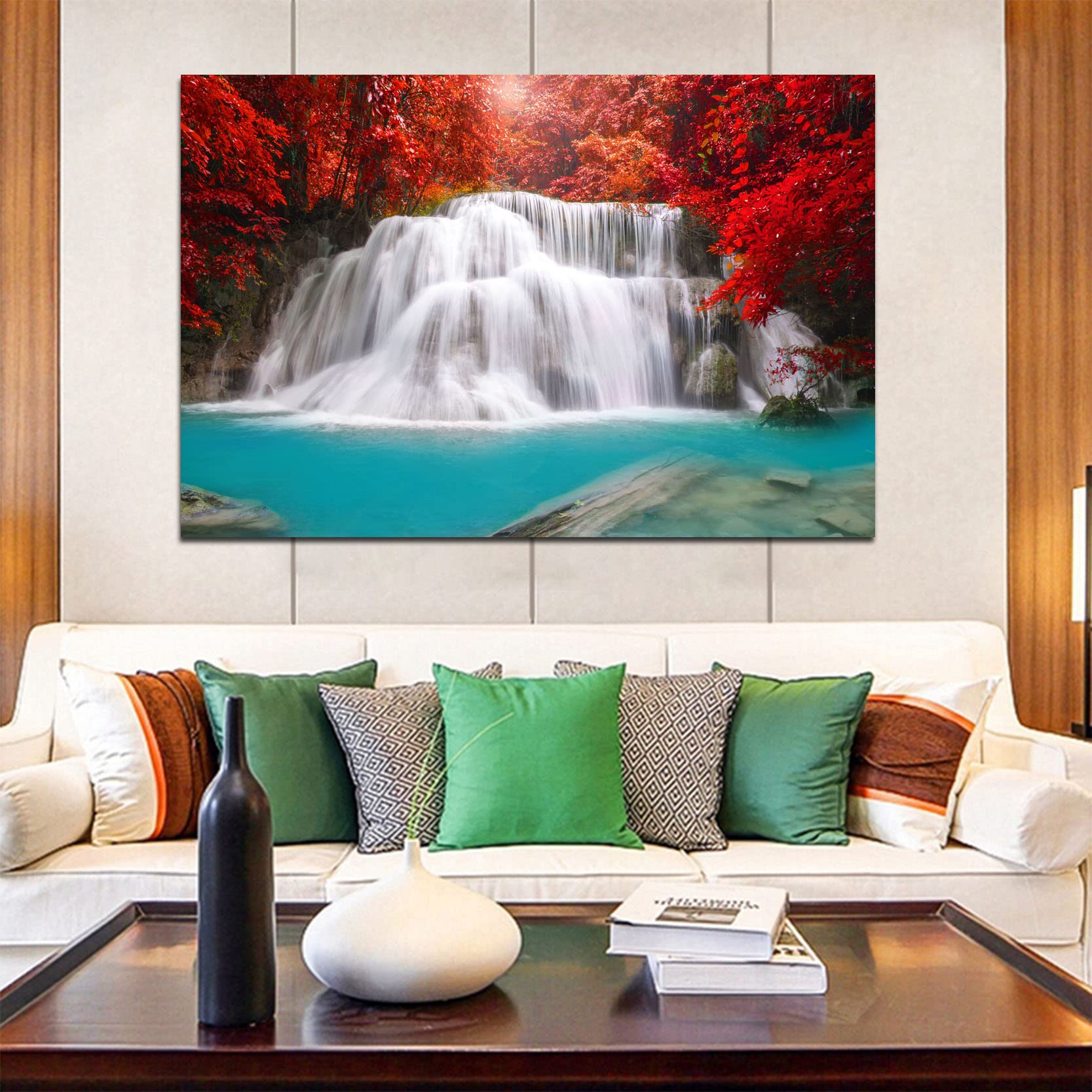 ☆原不動滝 油絵 額装 日本の滝百選 風景画 インテリア 壁掛け絵画