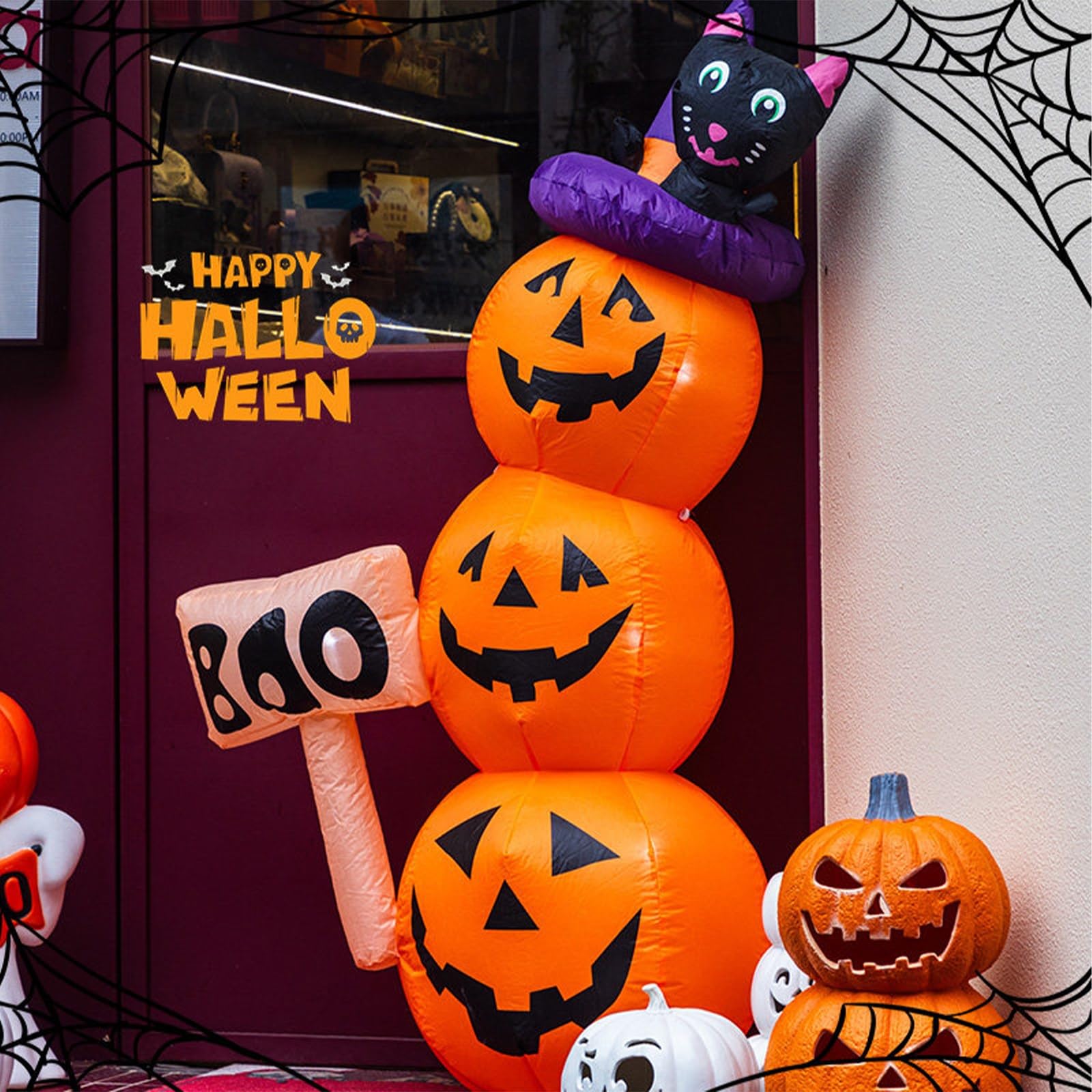 1,59 m Nadmuchiwane Ułożone Dynie Halloween, Lampion Ogród