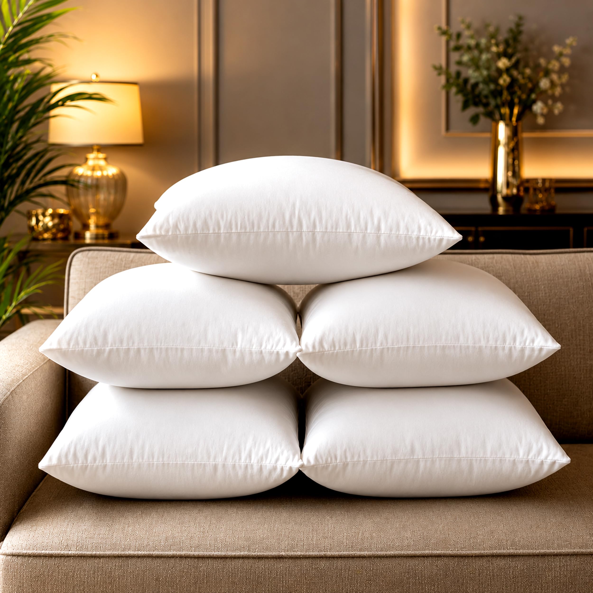 Microfibre Filled Cotton Cushions Set of 5 | Soft & Smooth Backrest Pillow in Square Shape 20 * 20 Inches | Fighting Pillow | Decorative Cushions for Sofa, Bed, Chair, Car & Office | Shining White-image-27