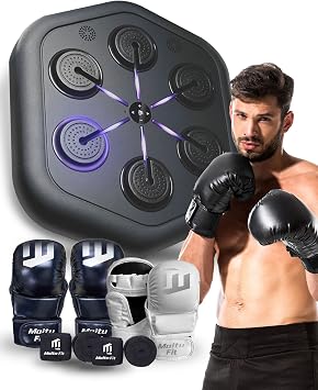 Smart Music Boxing Machine M4, Music Punching Machine with Custom Running Lights, APP Control and Stereo Sound, Wall Mount Boxing Machine for Adults - Home Office Workout Gym Equipment