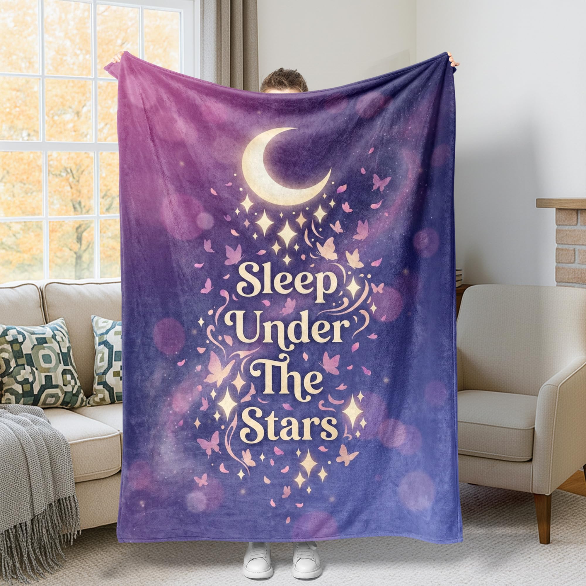 Plaid lit et canapé lune et étoiles pour sublimer votre dortoir ou salon